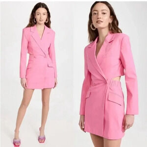 Jonathan Simkhai Kylo Cut Out Tech Blazer Mini Dress Size 6 NWT Taffy Pink